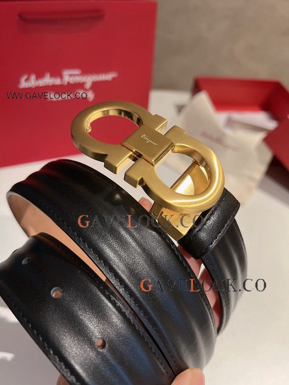 New Arrival Clone Ferragamo Leather Strap Gold Brushed buckle